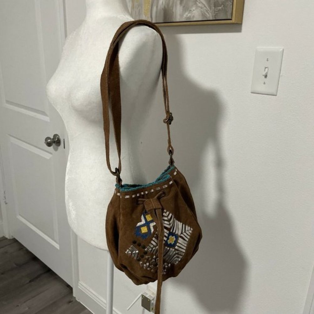 Tylie Malibu Suede Drawstring Bag